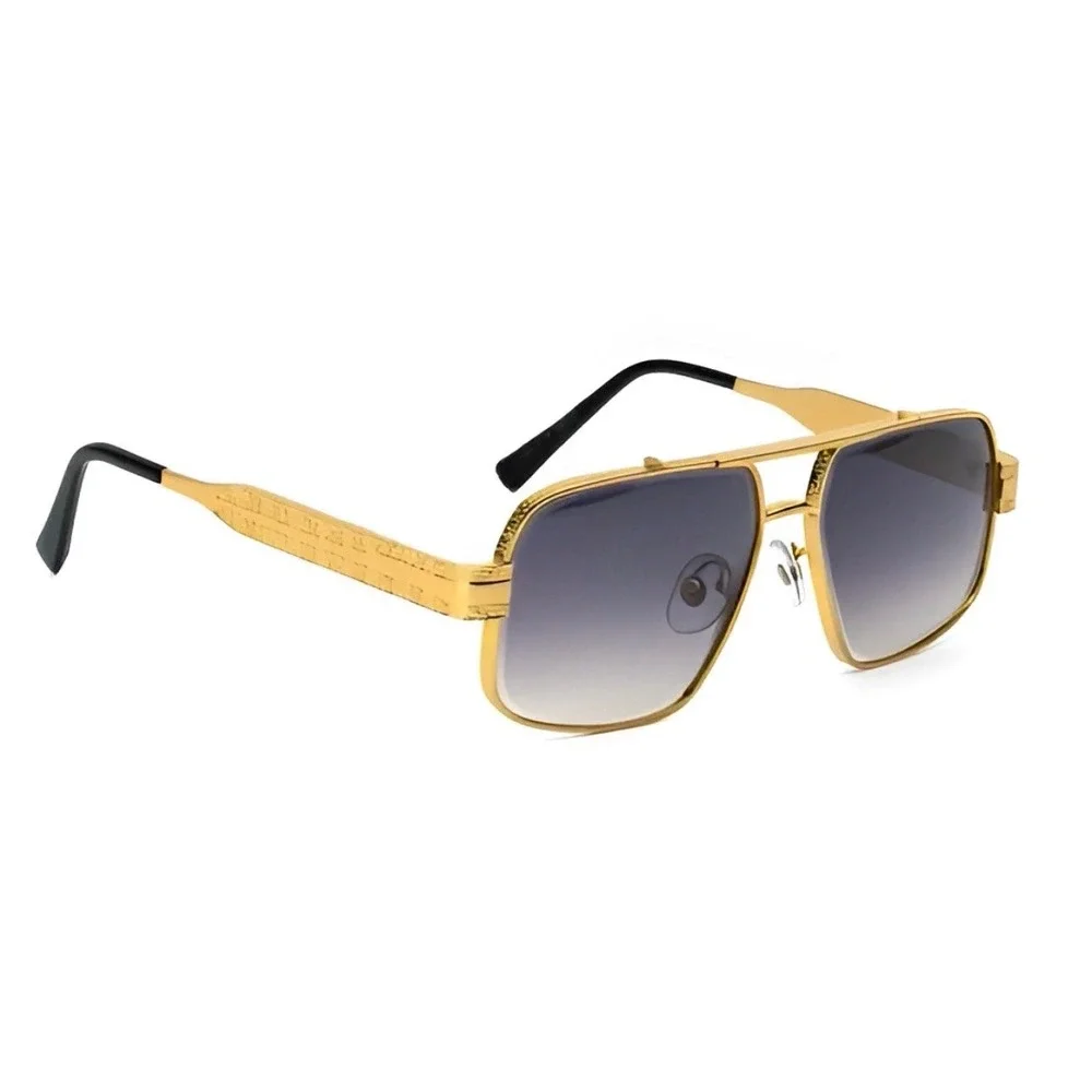 Mens Gold Square Aviator Sunglasses Bold‎ Shaped Sophisticated Classy 80's 90's